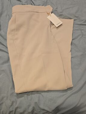 Quince Womens Cream Straight-Leg Cropped Dress Pants